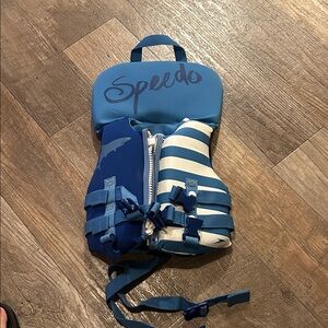 Speedo Blue and White Striped Life Vest